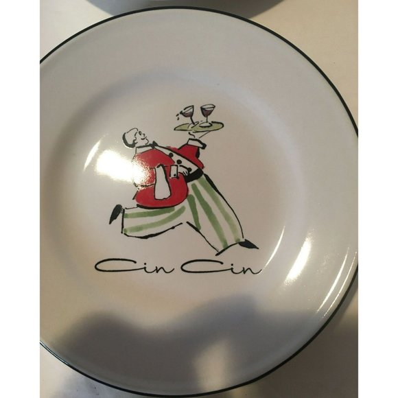 Rosanna CHEERS DARLING Bread Plates French Waiters Set Of 6 5.75" round Flaw Box - Picture 7 of 10